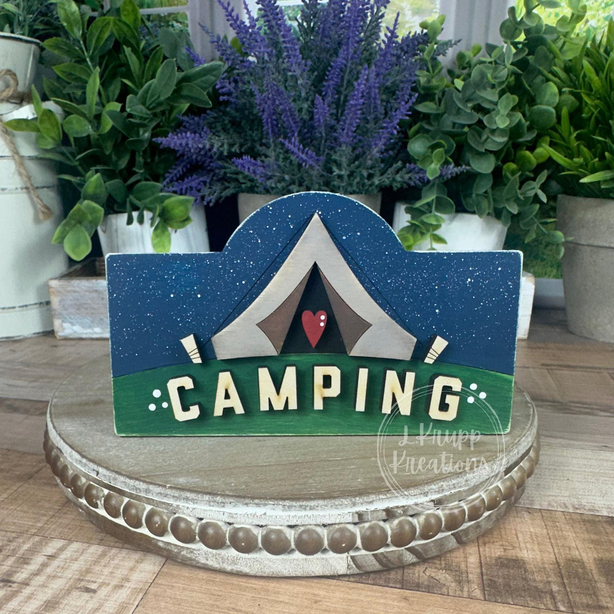 Rustic Camping Mini Table Sign: Farmhouse Tiered Tray Decor