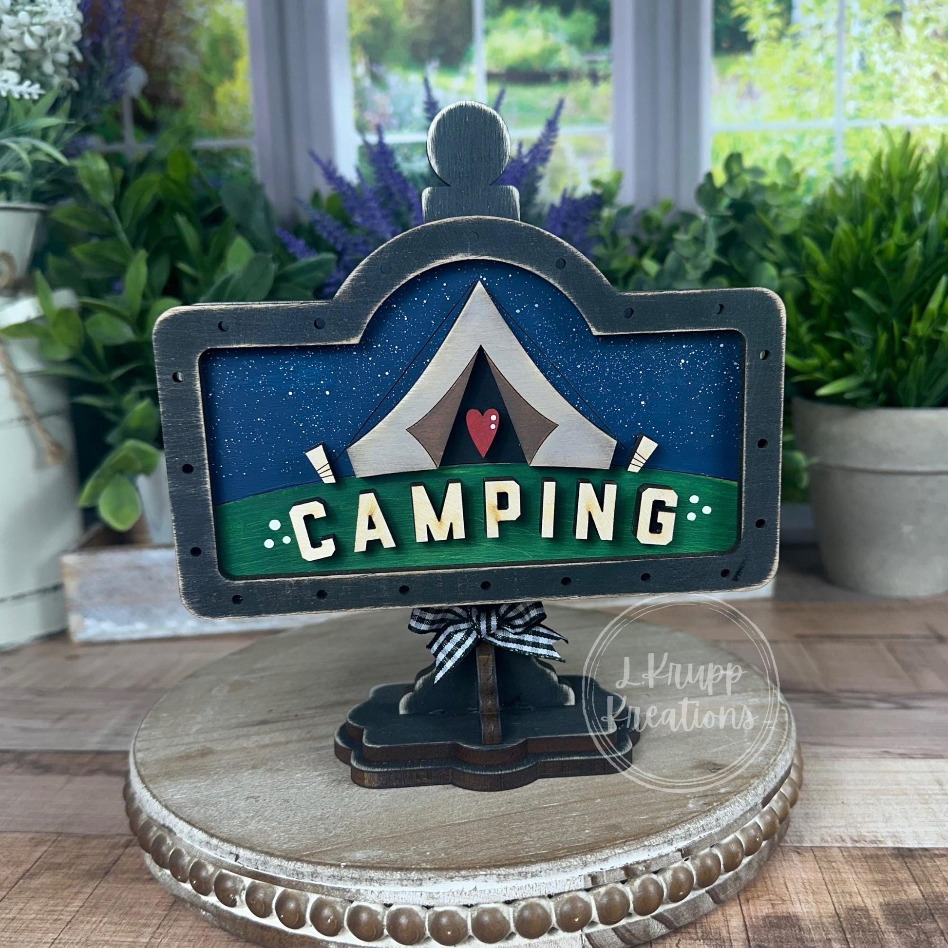 Rustic Camping Mini Table Sign: Farmhouse Tiered Tray Decor