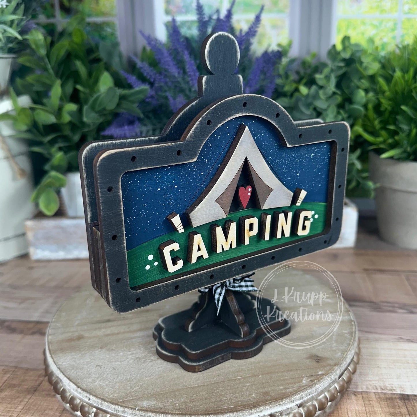 Rustic Camping Mini Table Sign: Farmhouse Tiered Tray Decor