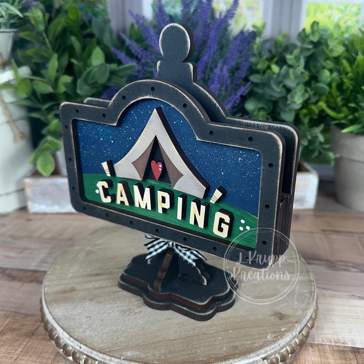 Rustic Camping Mini Table Sign: Farmhouse Tiered Tray Decor