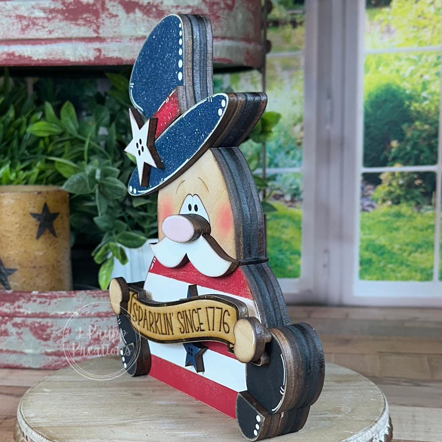 Hand-Painted Wooden Uncle Sam Decor: Rustic 4th of July Americana