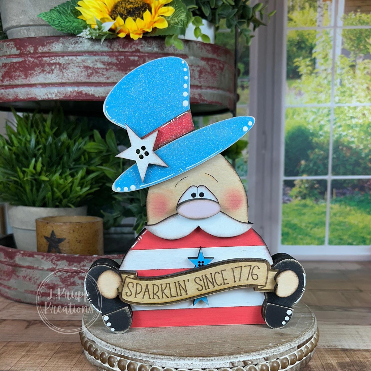 Hand-Painted Wooden Uncle Sam Decor: Rustic 4th of July Americana
