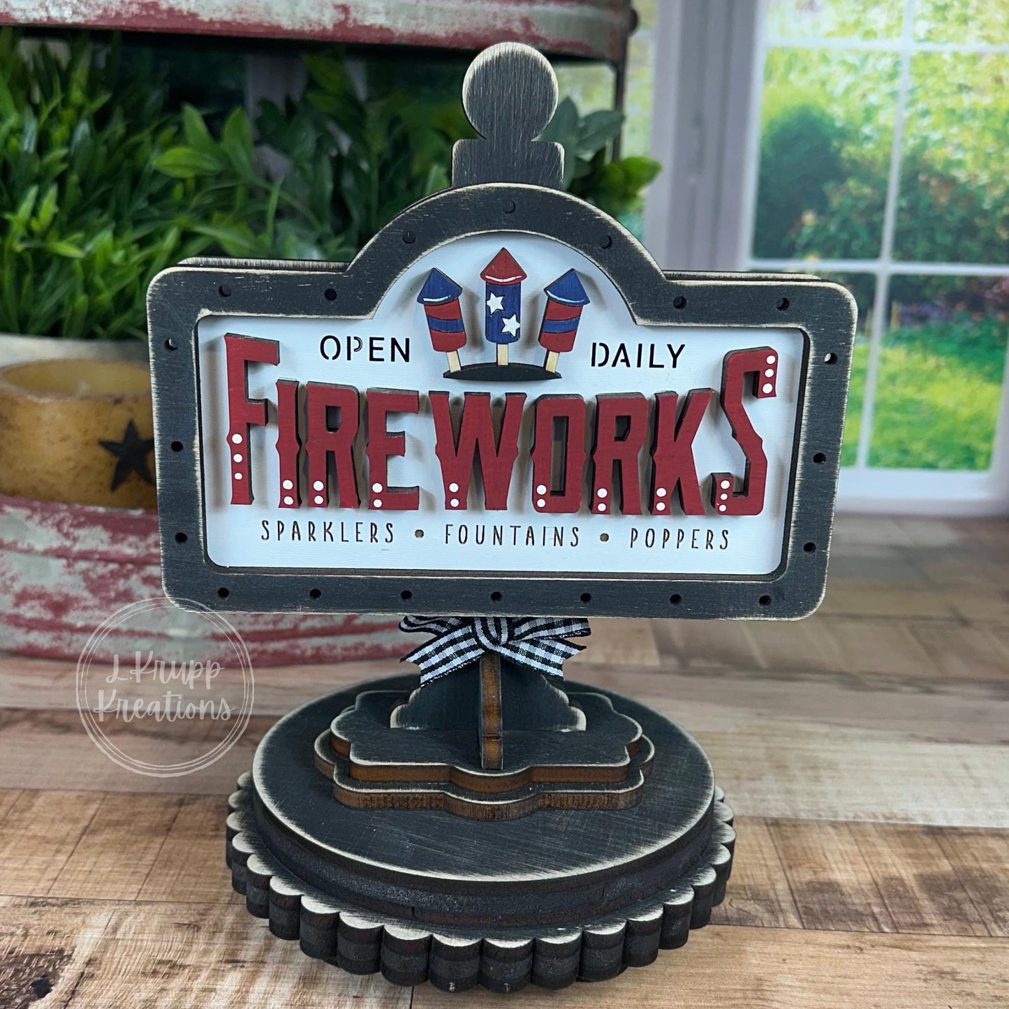 Rustic 4th of July Mini Table Sign: Farmhouse Tiered Tray Decor