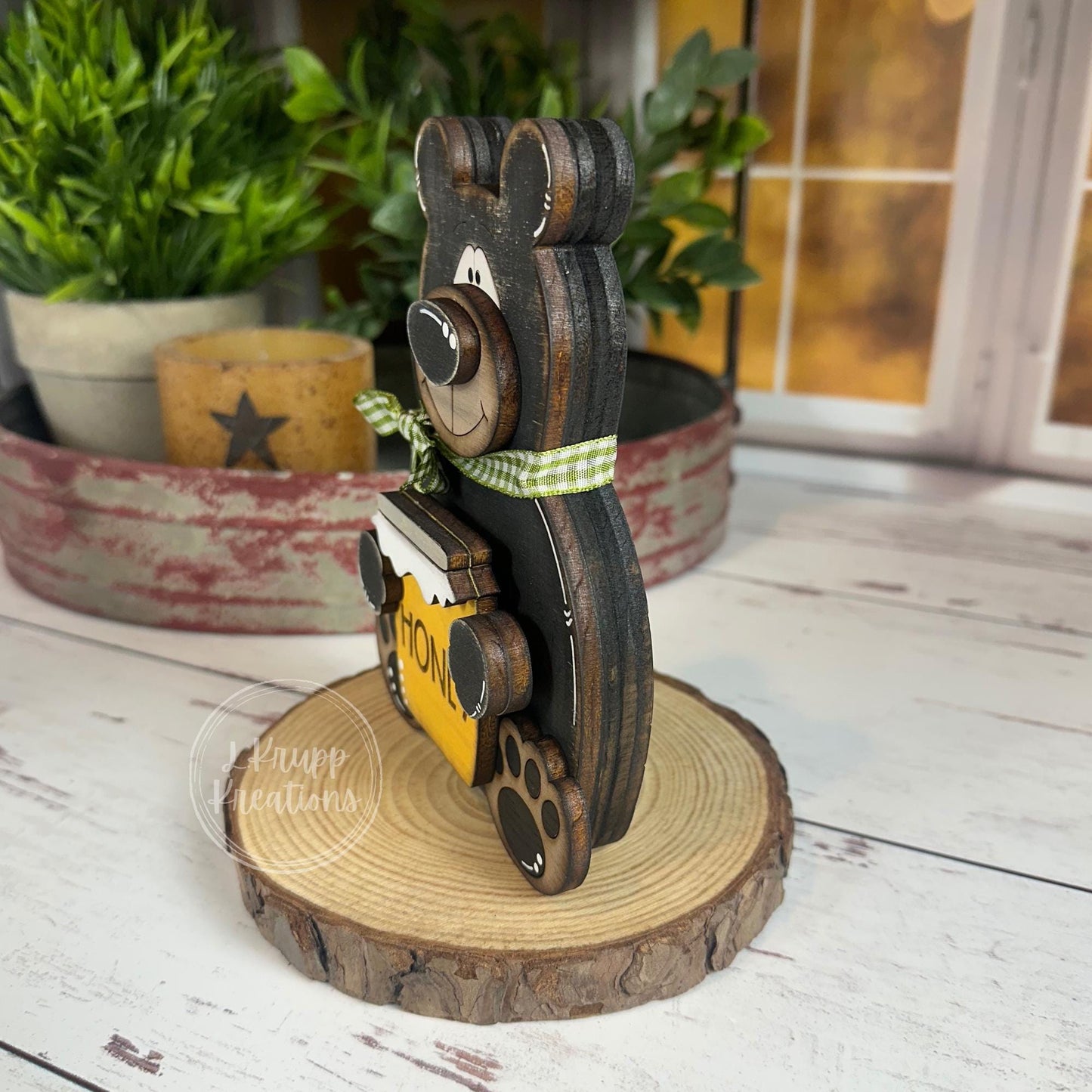 Customizable Wooden Black Bear Duo for Charming Home Decor