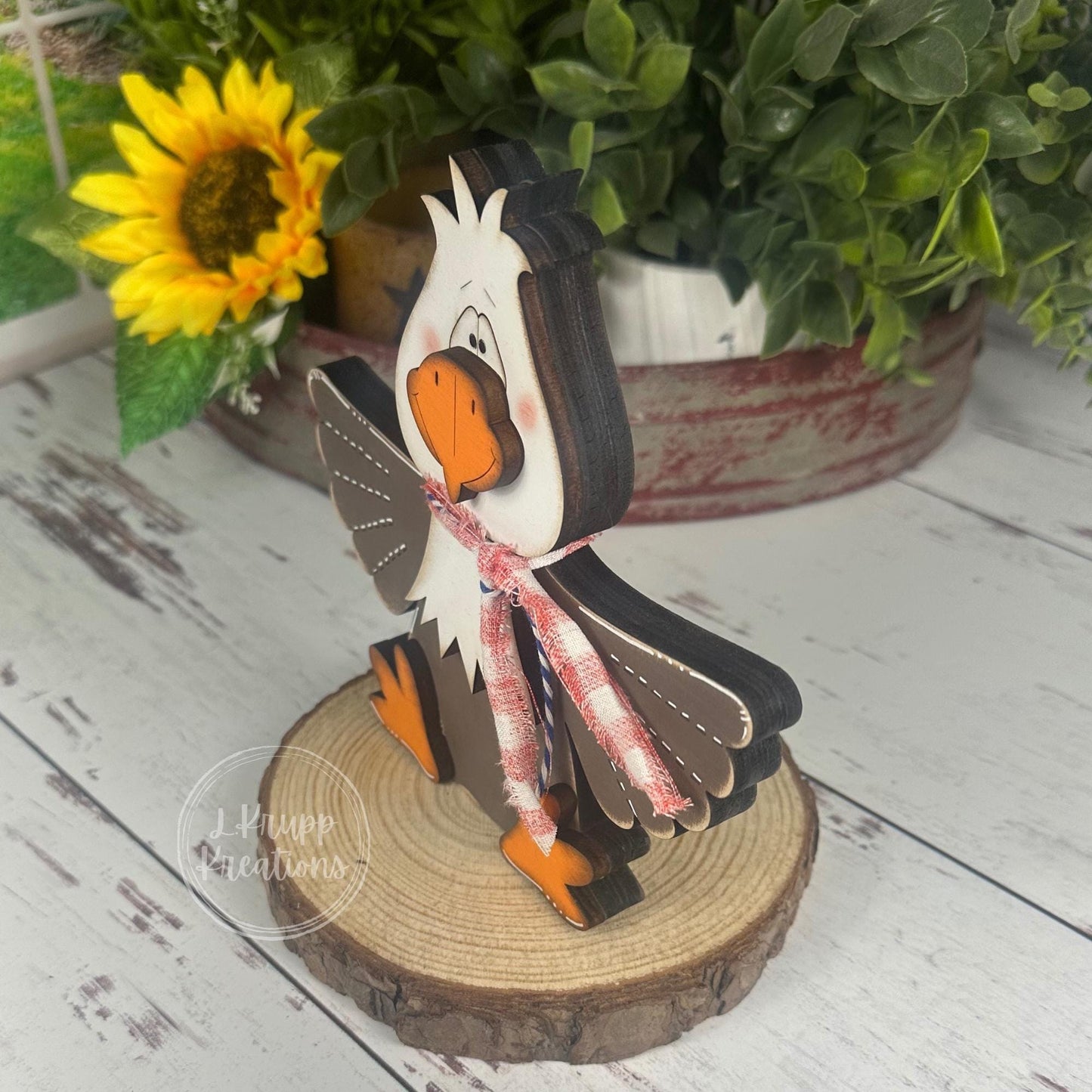 Rustic Americana Wooden Bald Eagle Decor, 4th of July Tiered Tray
