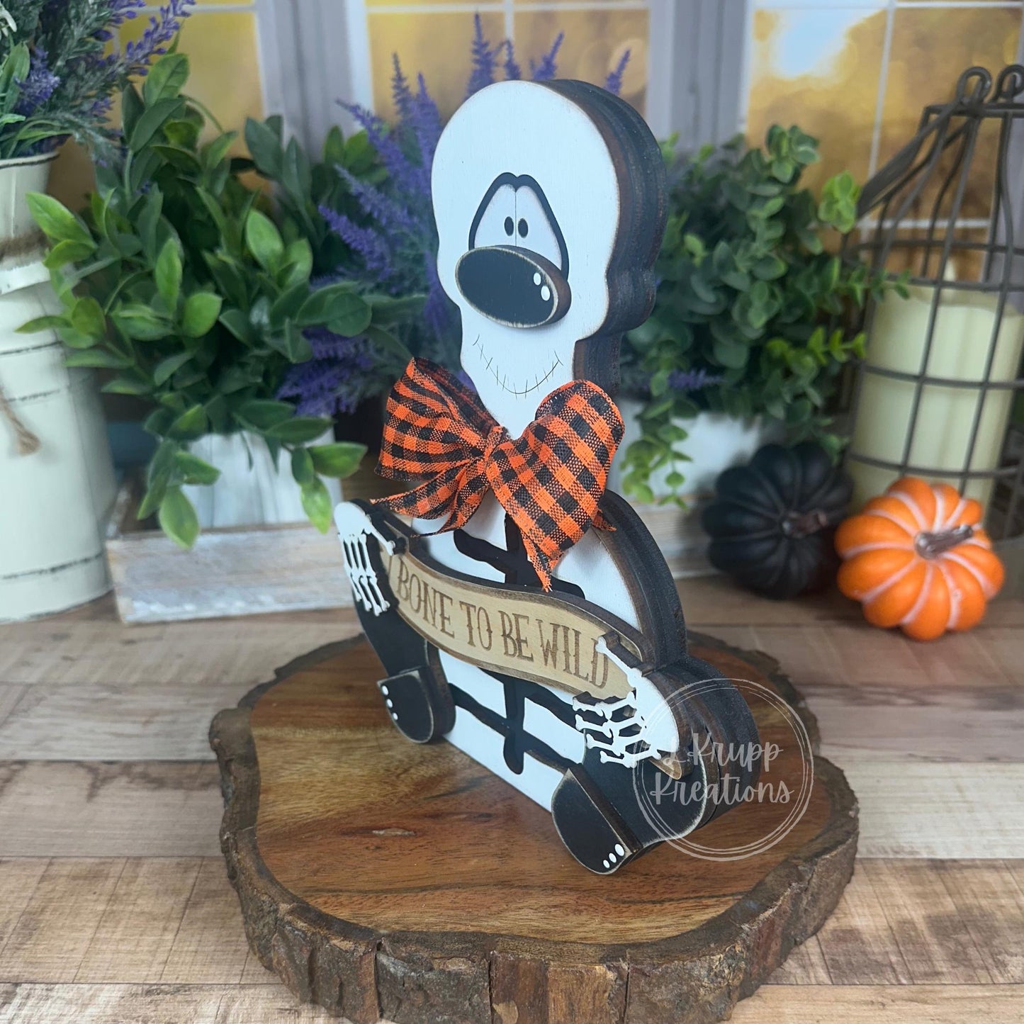 Rustic Skeleton Decor - Farmhouse Halloween Accent - Primitive Wood Skeleton