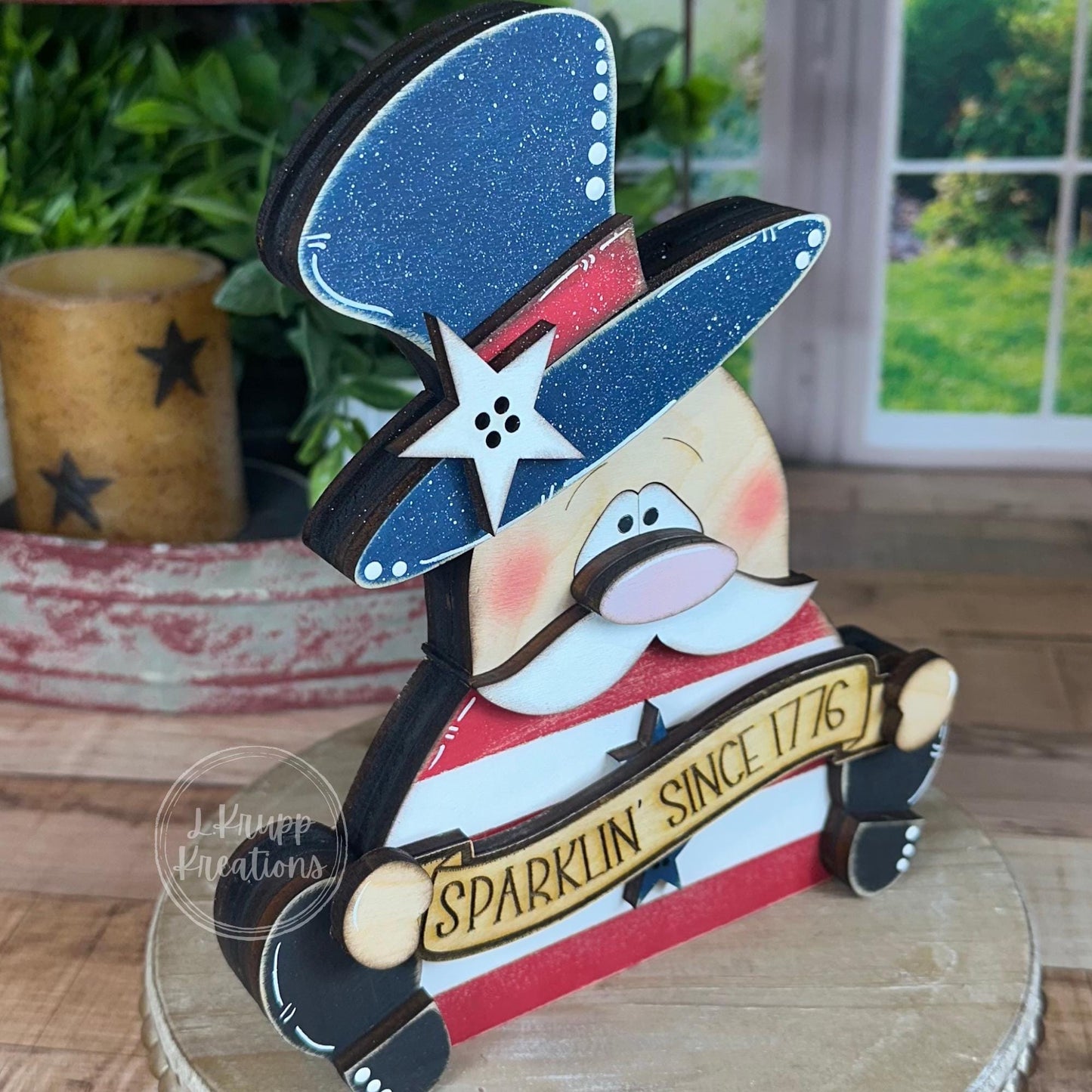 Hand-Painted Wooden Uncle Sam Decor: Rustic 4th of July Americana