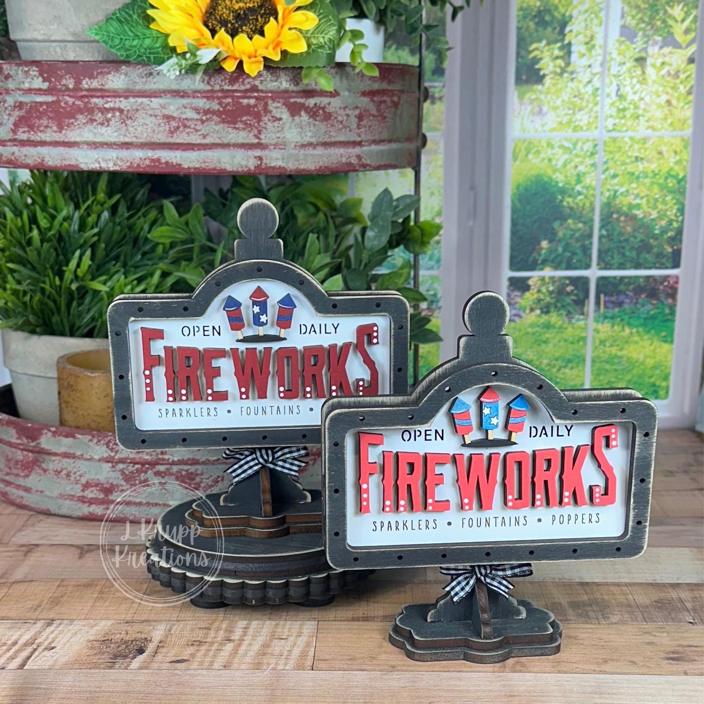 Rustic 4th of July Mini Table Sign: Farmhouse Tiered Tray Decor