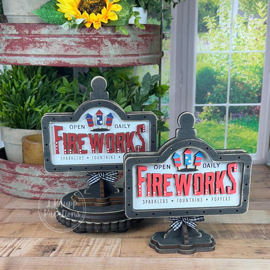Rustic 4th of July Mini Table Sign: Farmhouse Tiered Tray Decor
