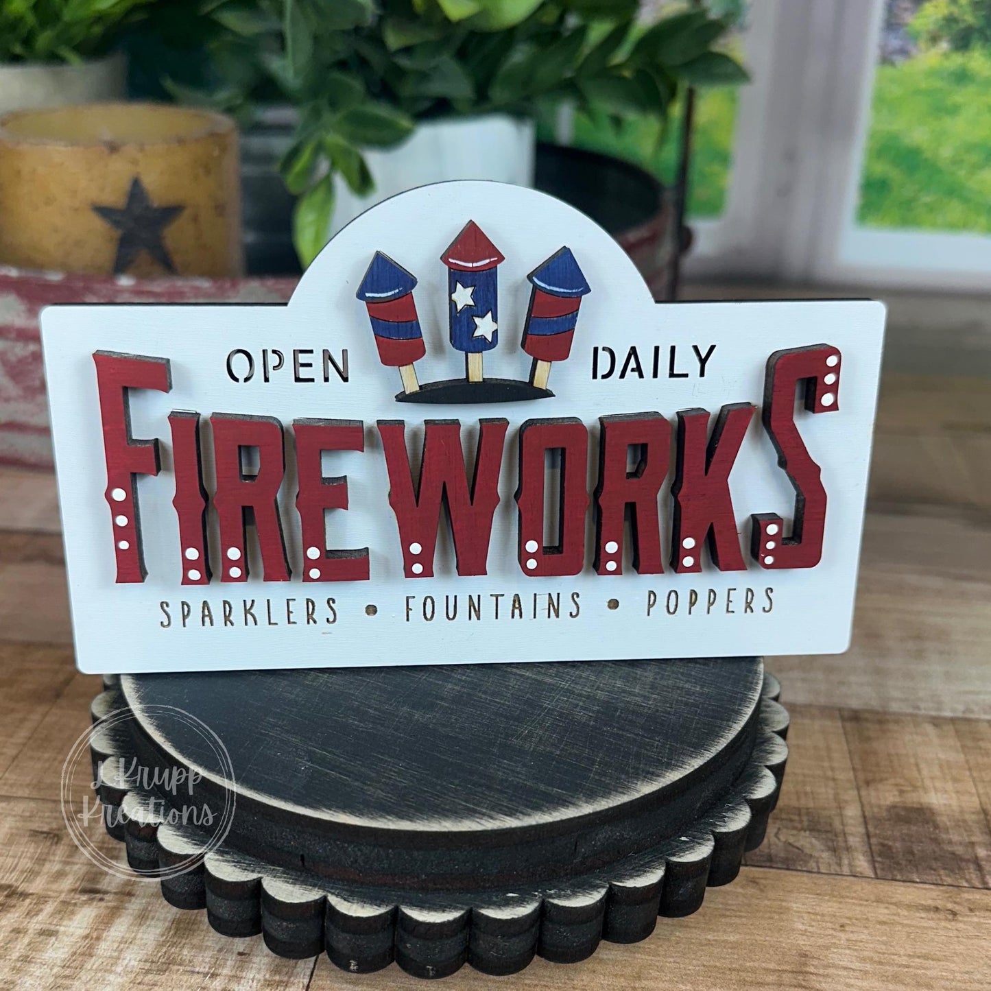 Rustic 4th of July Mini Table Sign: Farmhouse Tiered Tray Decor