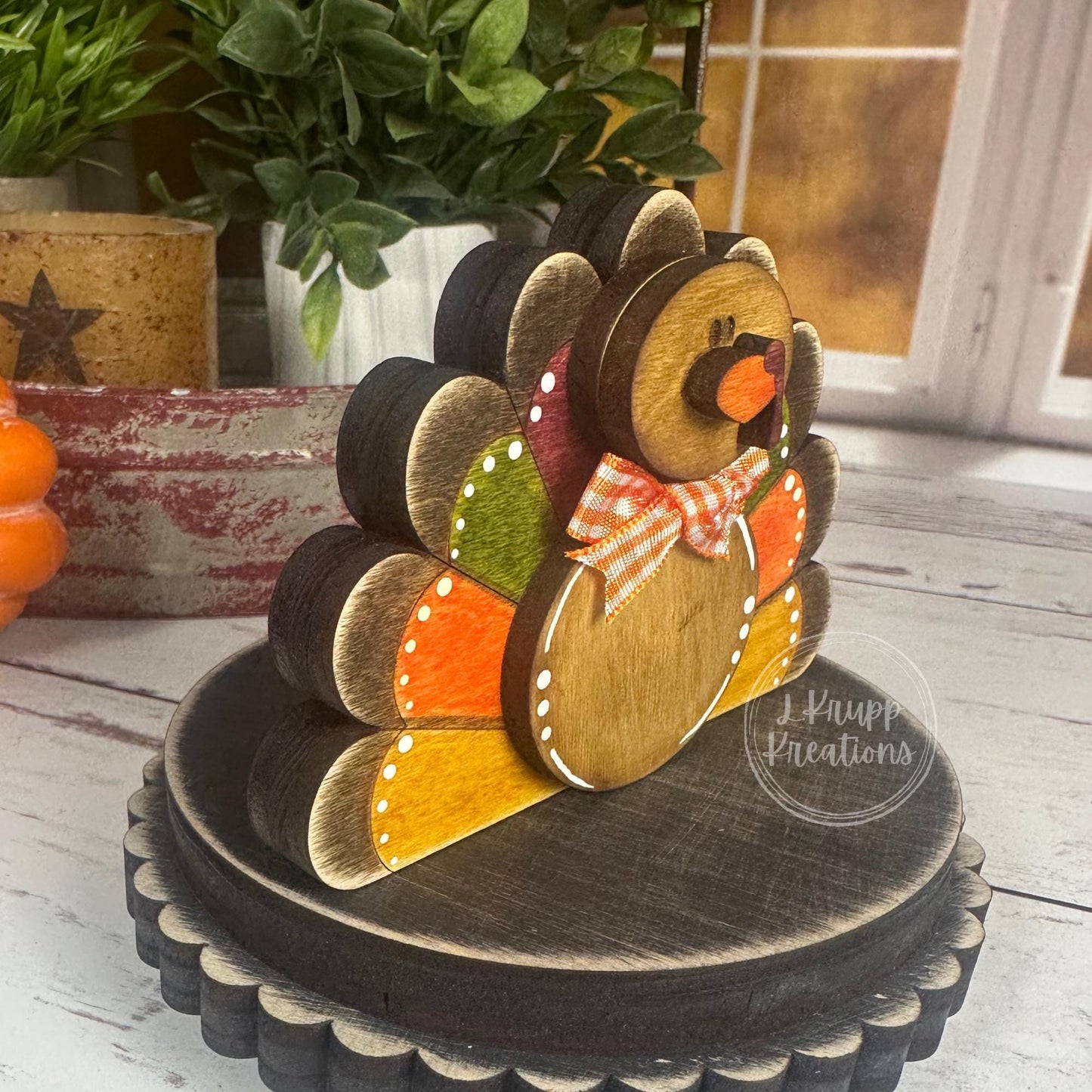 Rustic Thanksgiving Farmhouse Decor - Adorable Pilgrim Shelf Sitters and Turkey