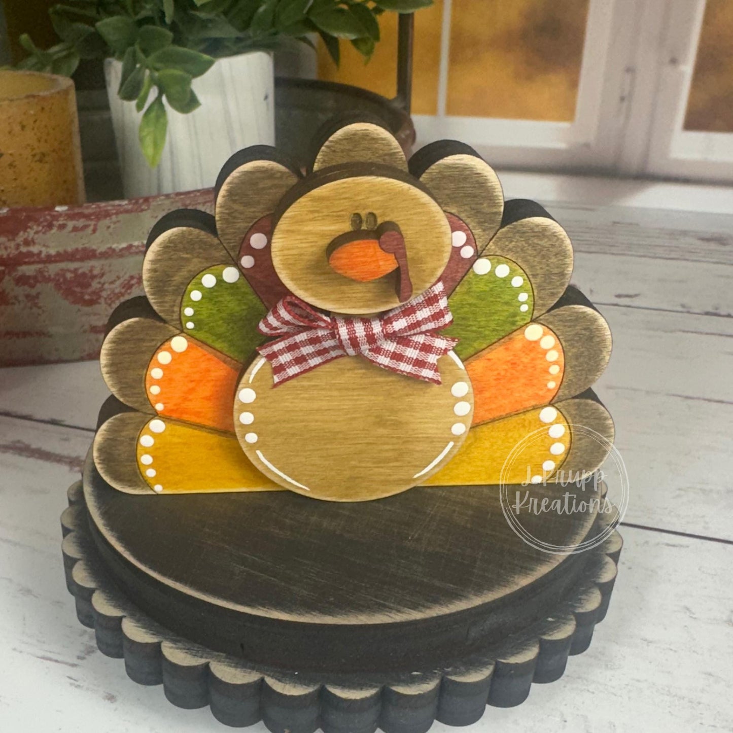 Rustic Thanksgiving Farmhouse Decor - Adorable Pilgrim Shelf Sitters and Turkey