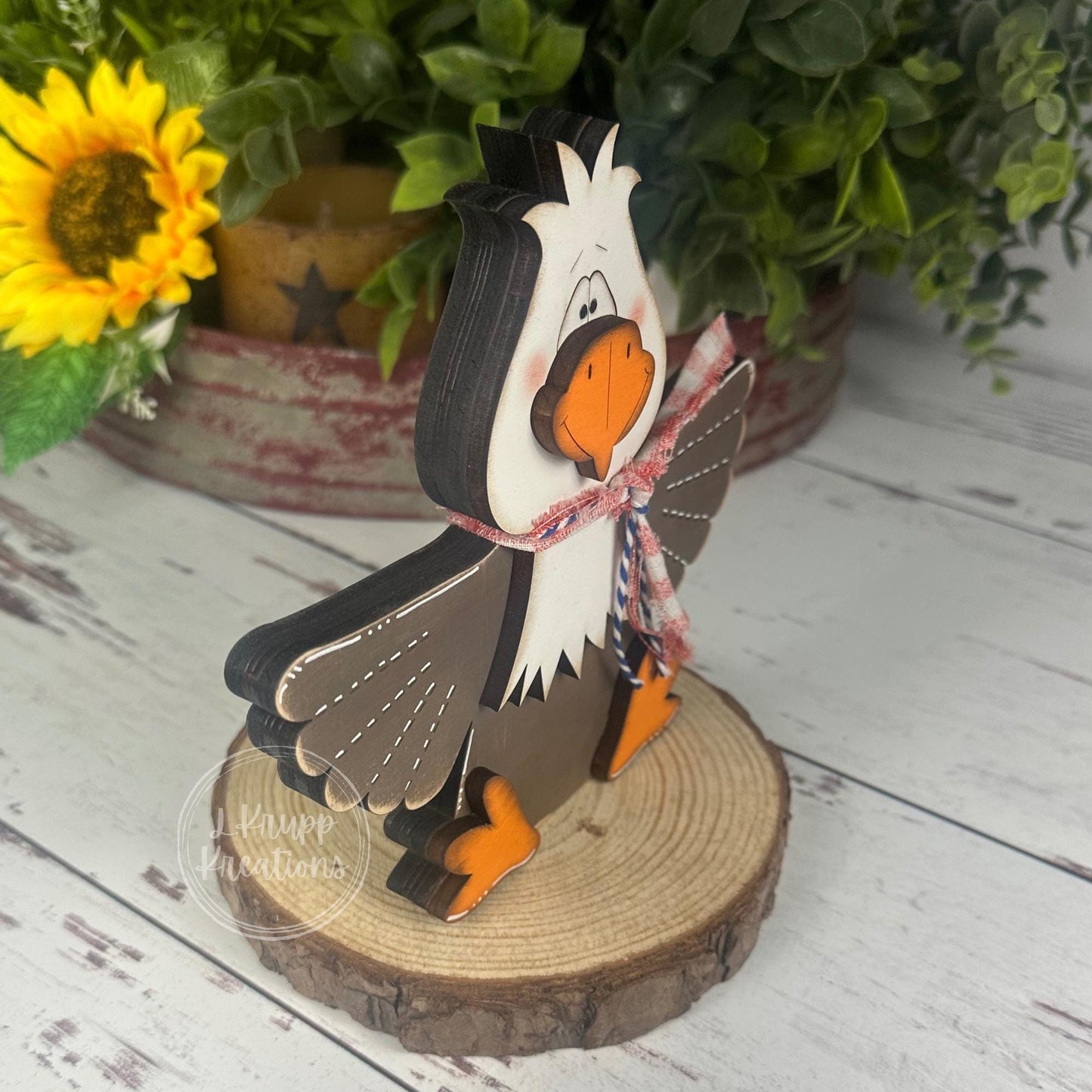 Rustic Americana Wooden Bald Eagle Decor, 4th of July Tiered Tray