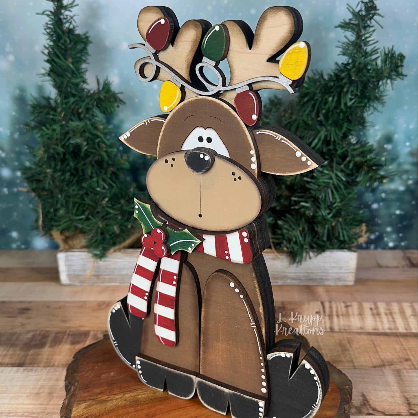 Handcrafted Christmas Reindeer Shelf Decor - Add a Rustic Charm to Your Home