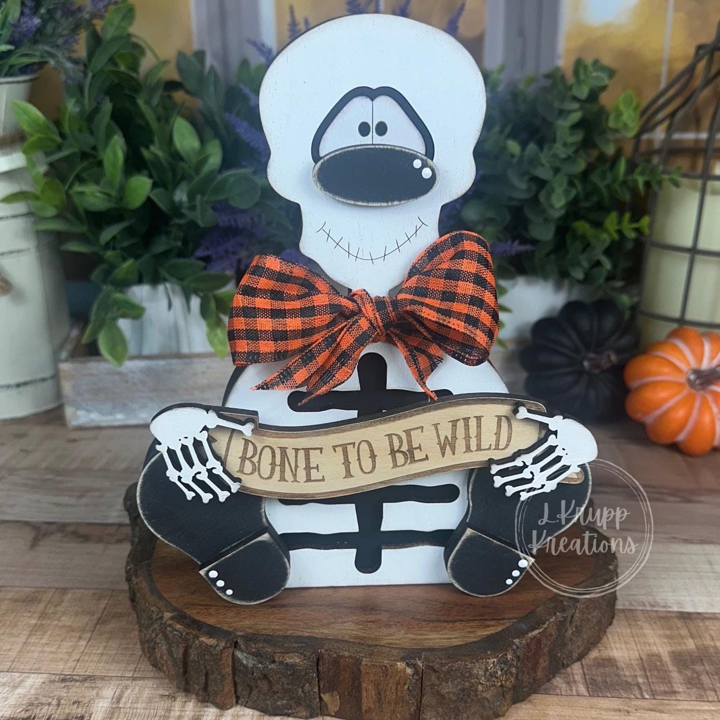 Interchangeable Rustic Skeleton Decor - Farmhouse Halloween Accent - Primitive Wood Skeleton
