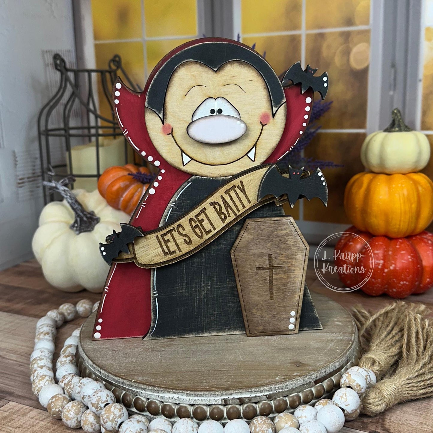 Farmhouse Vampire Decor - Spooky Rustic Wood Halloween, Primitive Gothic Decoration