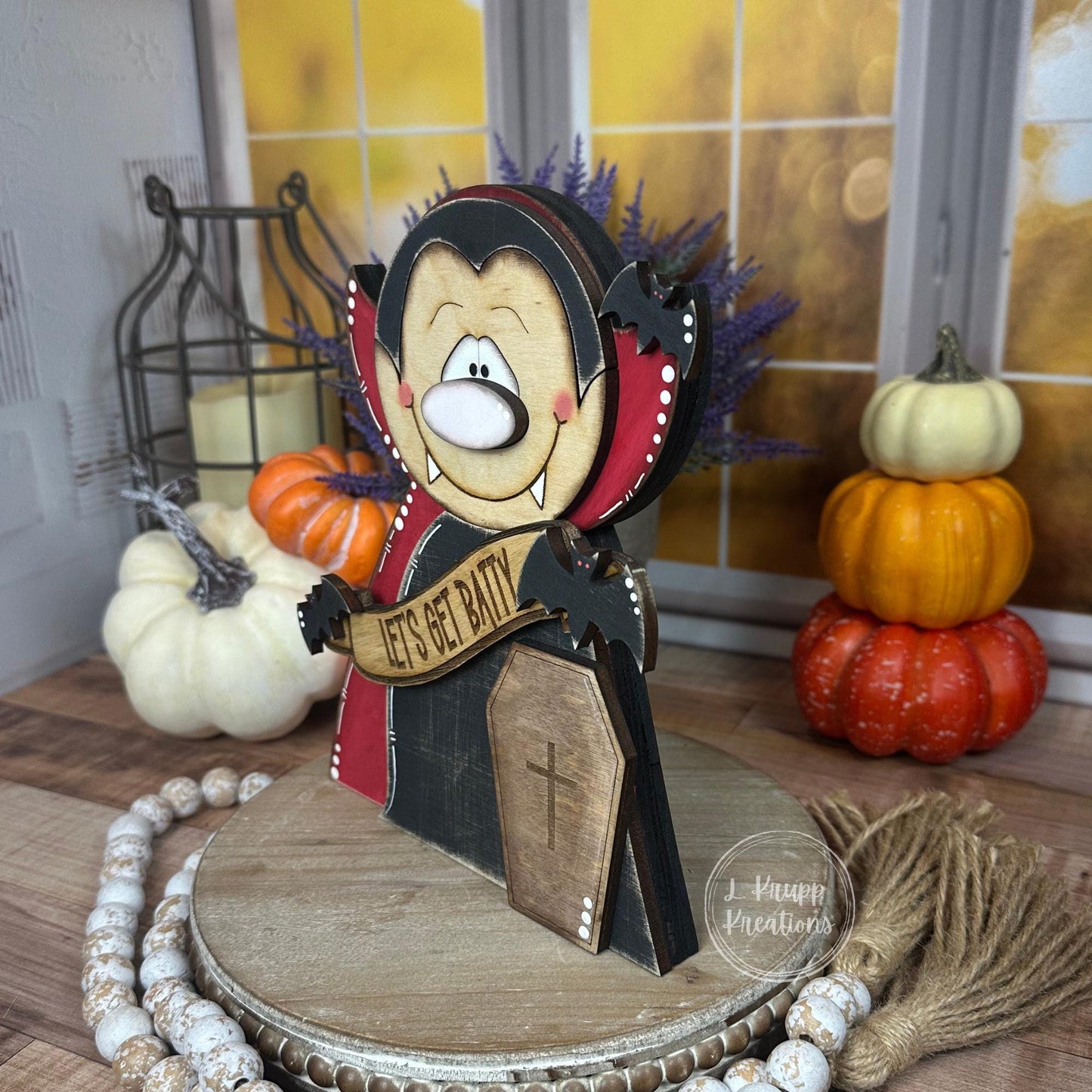 Farmhouse Vampire Decor - Spooky Rustic Wood Halloween, Primitive Gothic Decoration