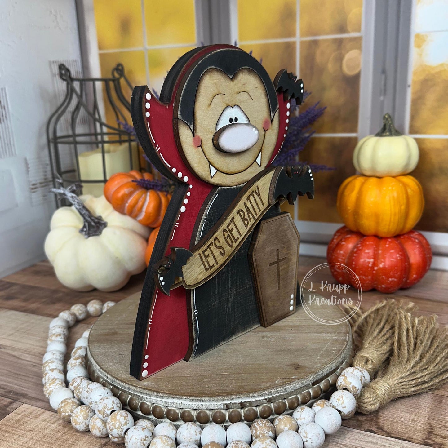 Farmhouse Vampire Decor - Spooky Rustic Wood Halloween, Primitive Gothic Decoration