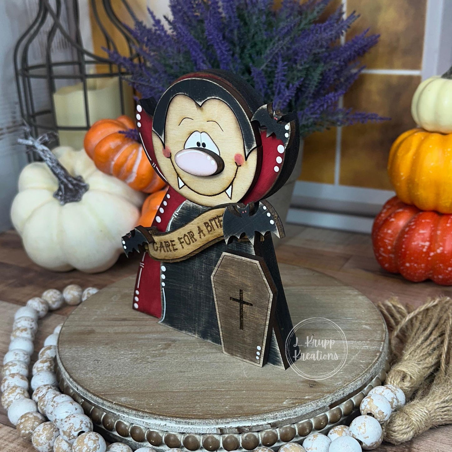 Farmhouse Vampire Decor - Spooky Rustic Wood Halloween, Primitive Gothic Decoration