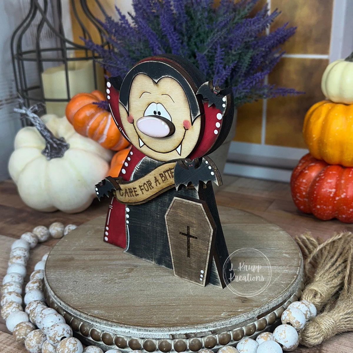 Farmhouse Vampire Decor - Spooky Rustic Wood Halloween, Primitive Gothic Decoration