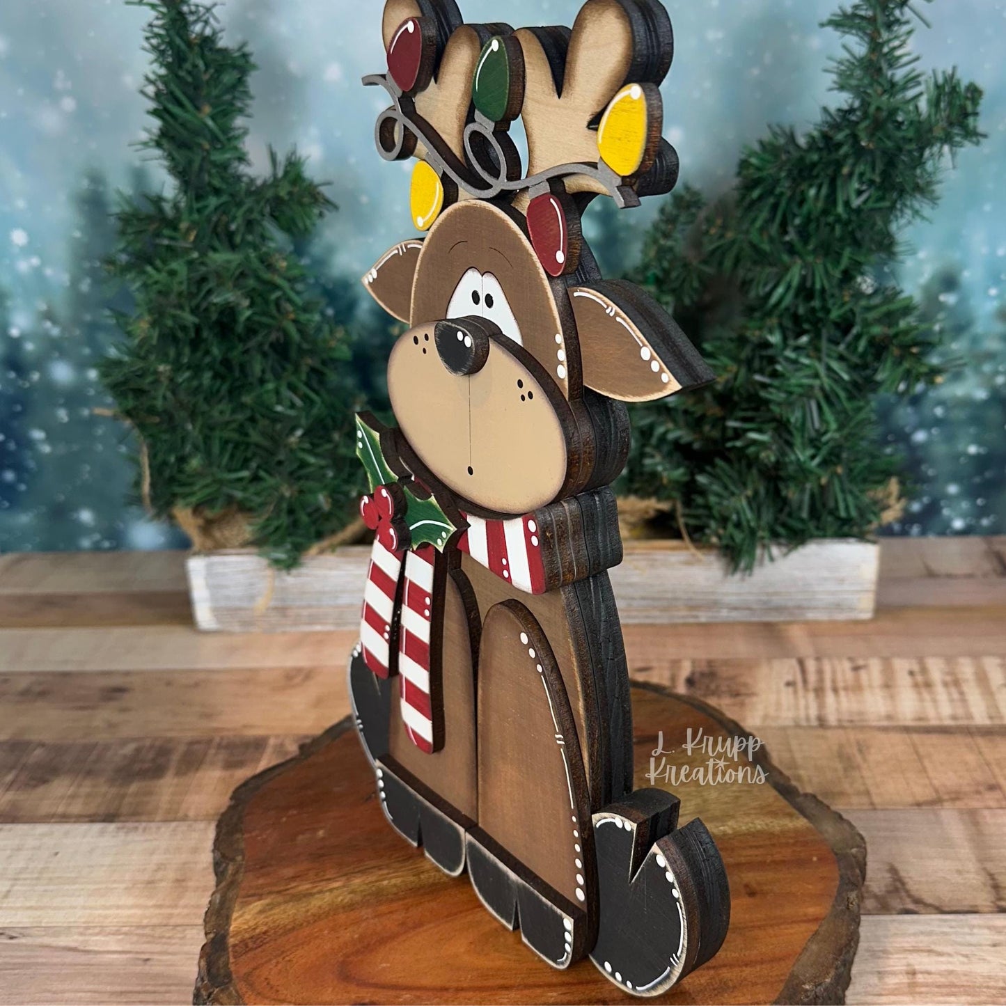 Handcrafted Christmas Reindeer Shelf Decor - Add a Rustic Charm to Your Home