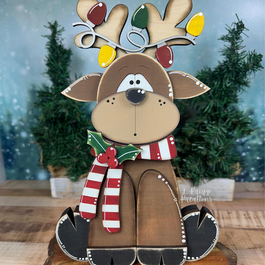 Handcrafted Christmas Reindeer Shelf Decor - Add a Rustic Charm to Your Home