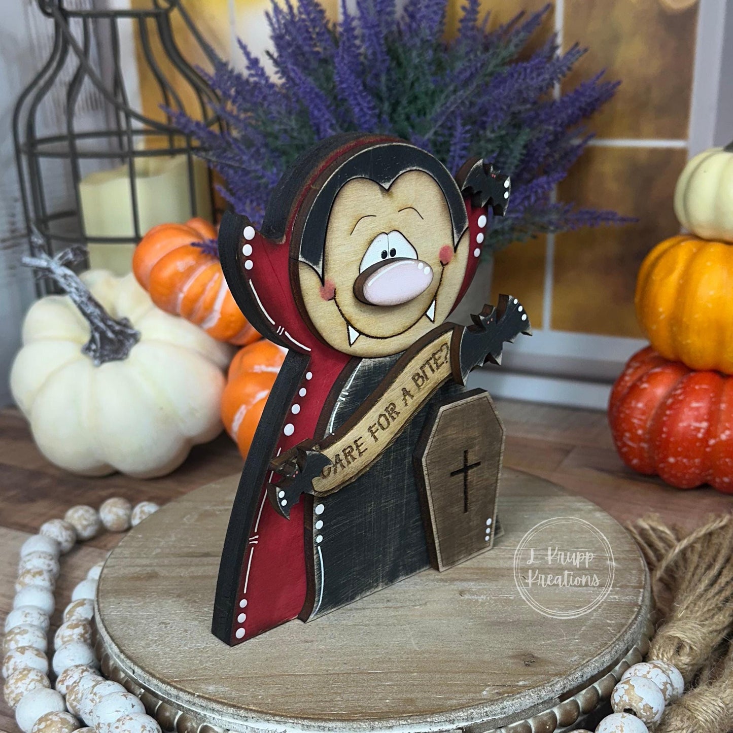 Farmhouse Vampire Decor - Spooky Rustic Wood Halloween, Primitive Gothic Decoration