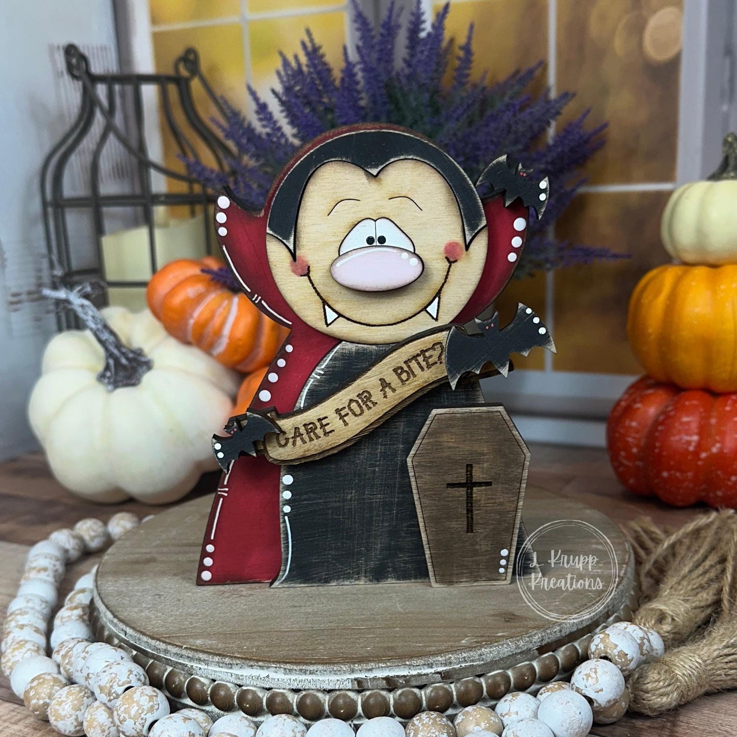 Farmhouse Vampire Decor - Spooky Rustic Wood Halloween, Primitive Gothic Decoration