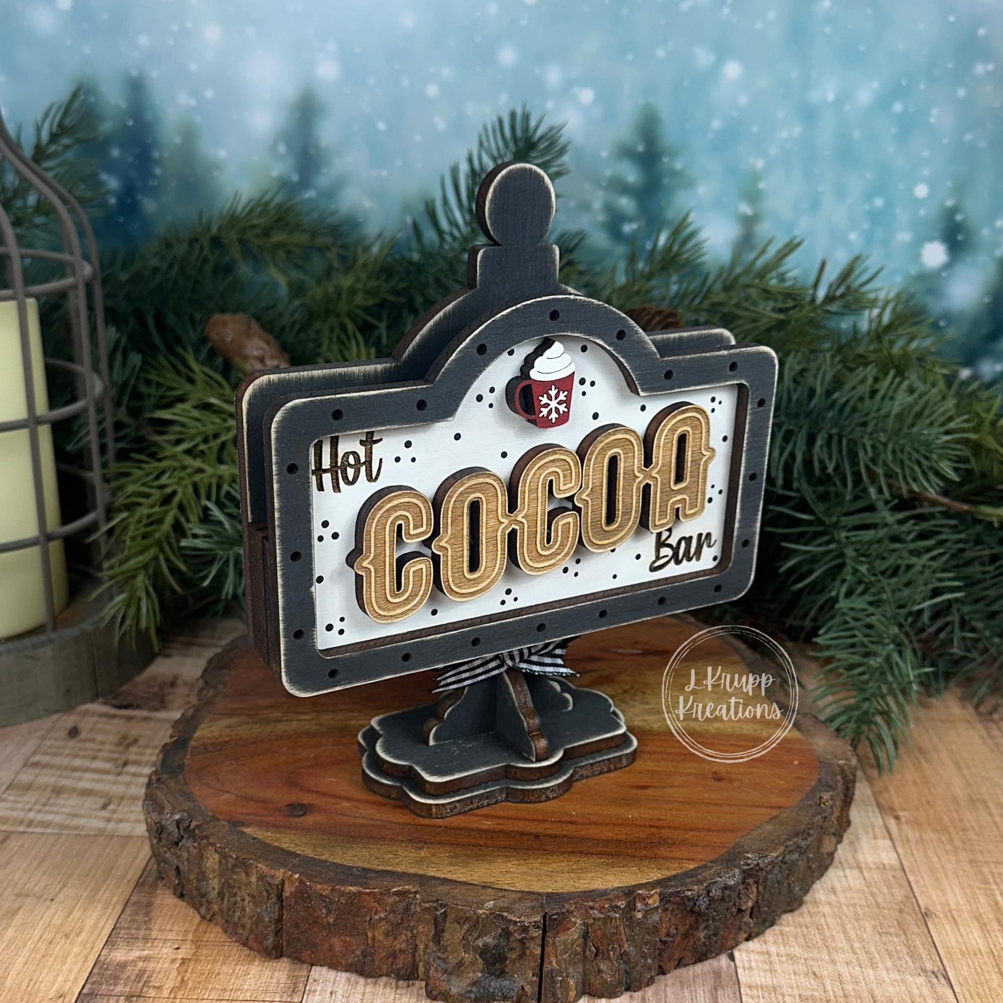 Hot Cocoa Mini Interchangeable Sign  Handmade Interchangeable Wood Decor