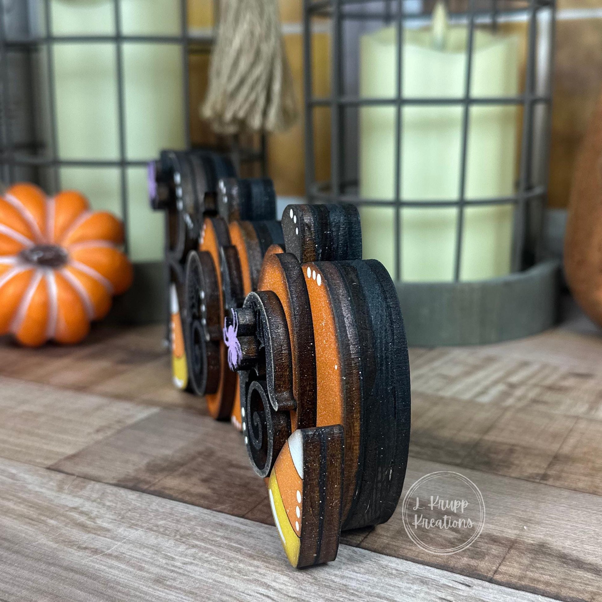 Whimsical Halloween Boo Chunky Shelf Decor with Pumpkins and Candy Corn - Farmhouse Chic Style