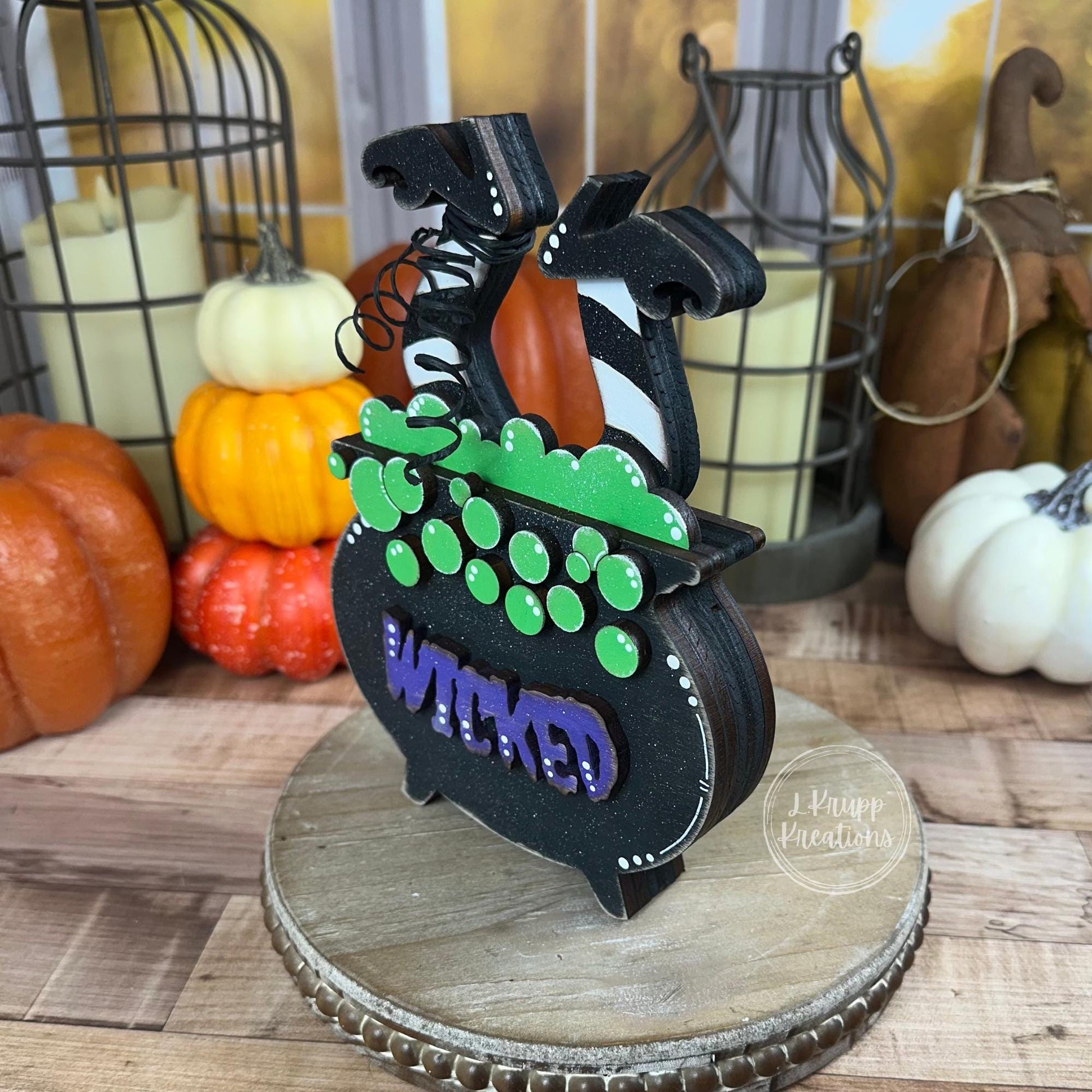 Spooky Wood Cauldron Farmhouse Halloween Décor, Rustic Charm
