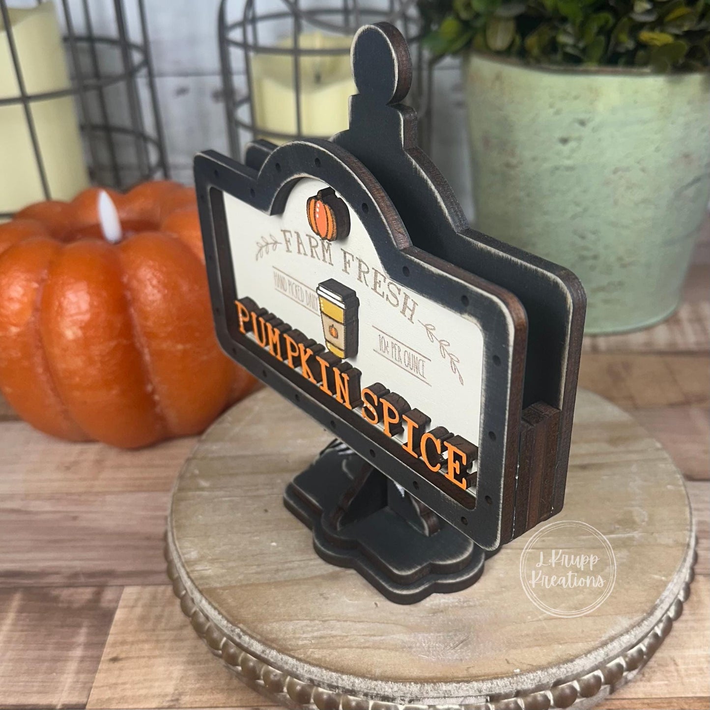 Pumpkin Spice Mini Interchangeable Sign  Handmade Interchangeable Wood Decor