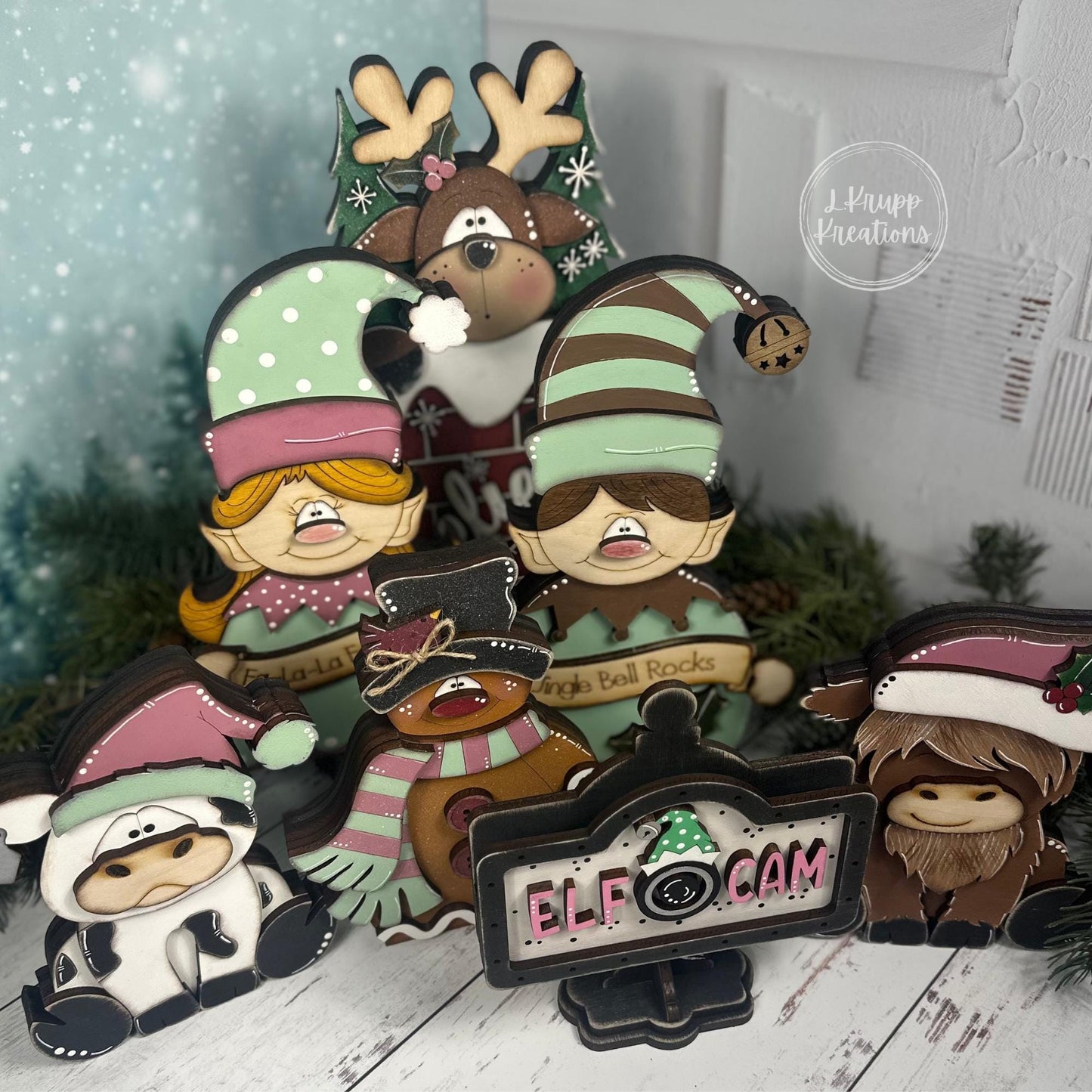 Hand-Painted Wooden Gingerbread Man  Christmas Shelf Sitter with Top Hat & Scarf  - Christmas in July Collection