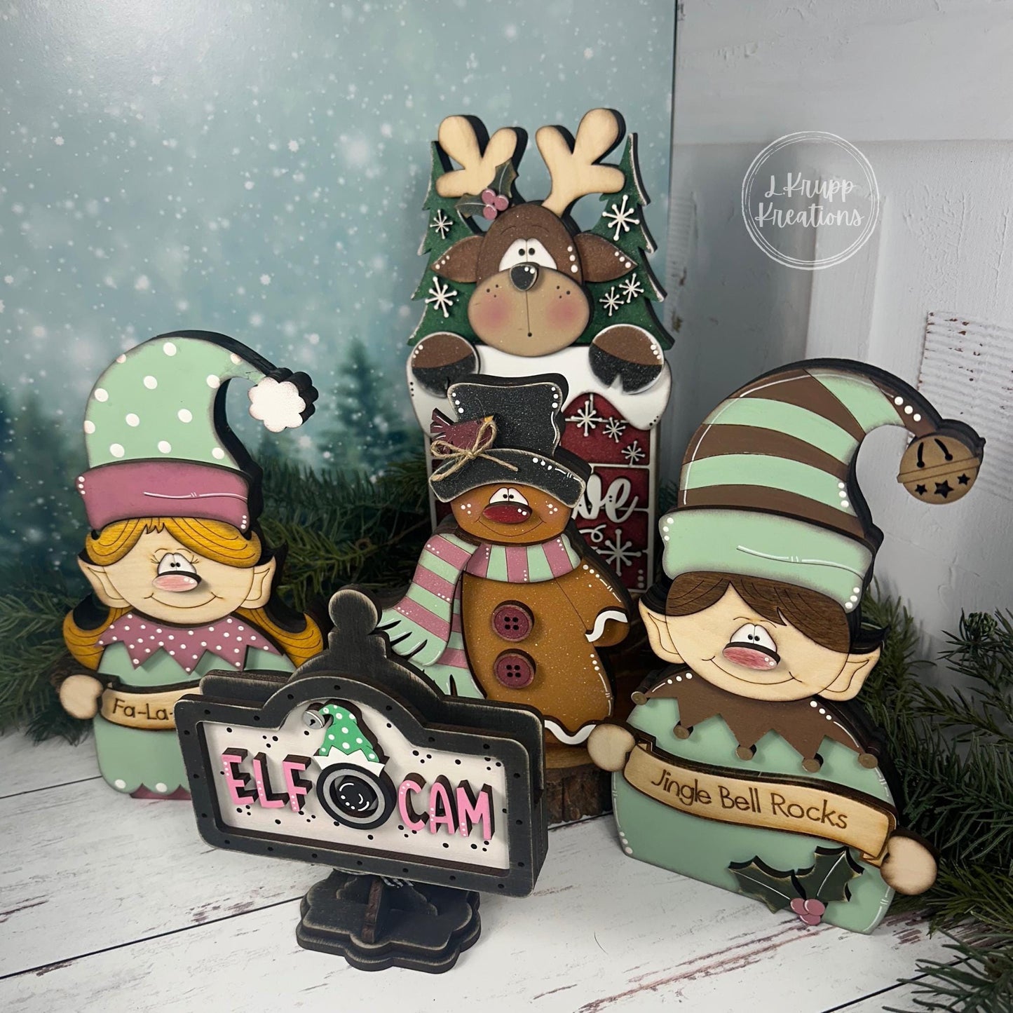 Hand-Painted Wooden Gingerbread Man  Christmas Shelf Sitter with Top Hat & Scarf  - Christmas in July Collection