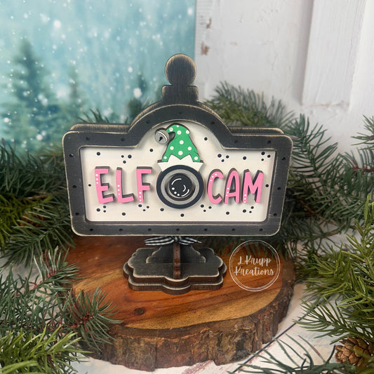 Elf Cam Mini Interchangable Sign   - Christmas in July Collection