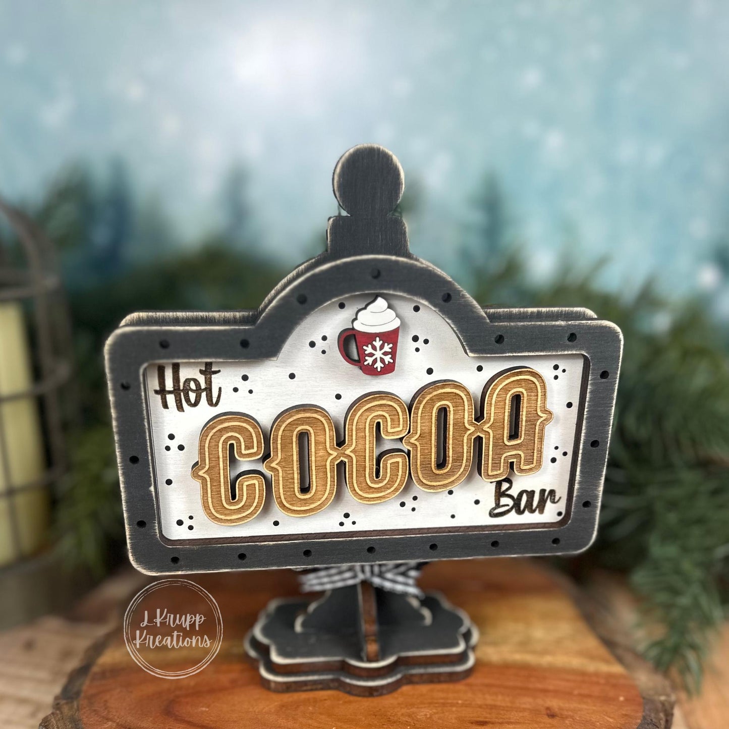 Hot Cocoa Mini Interchangeable Sign  Handmade Interchangeable Wood Decor