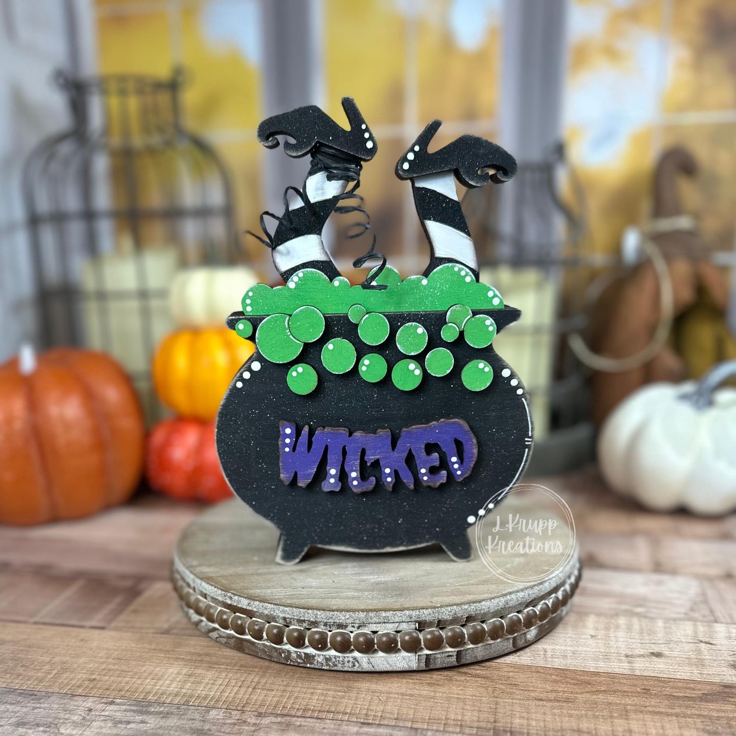 Spooky Wood Cauldron Farmhouse Halloween Décor, Rustic Charm