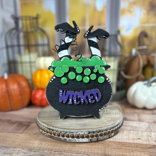 Spooky Wood Cauldron Farmhouse Halloween Décor, Rustic Charm