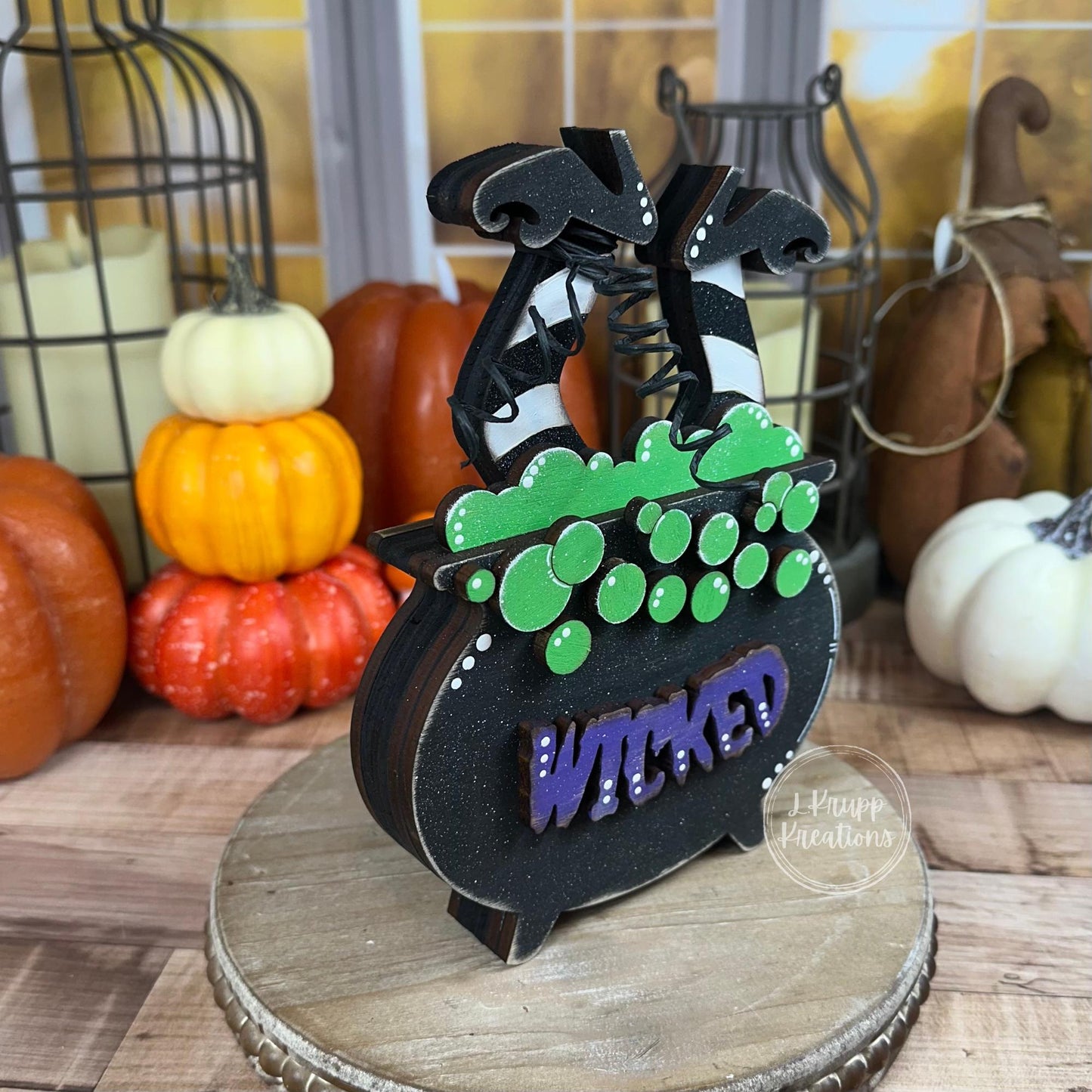 Spooky Wood Cauldron Farmhouse Halloween Décor, Rustic Charm
