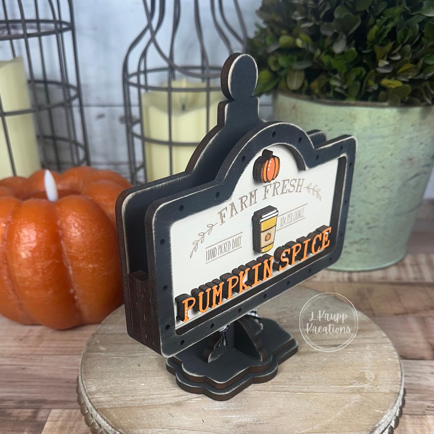 Pumpkin Spice Mini Interchangeable Sign  Handmade Interchangeable Wood Decor