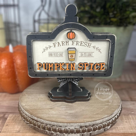 Pumpkin Spice Mini Interchangeable Sign  Handmade Interchangeable Wood Decor