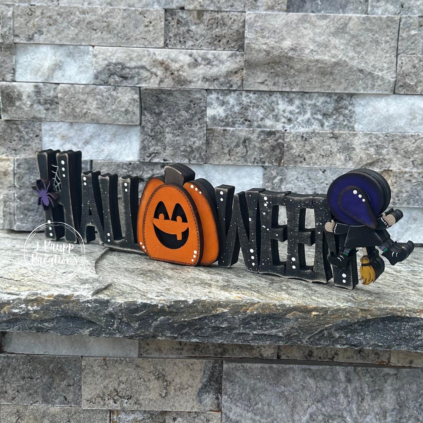 Rustic Halloween Sign: Charming Farmhouse Decor with Pumpkin & Witch