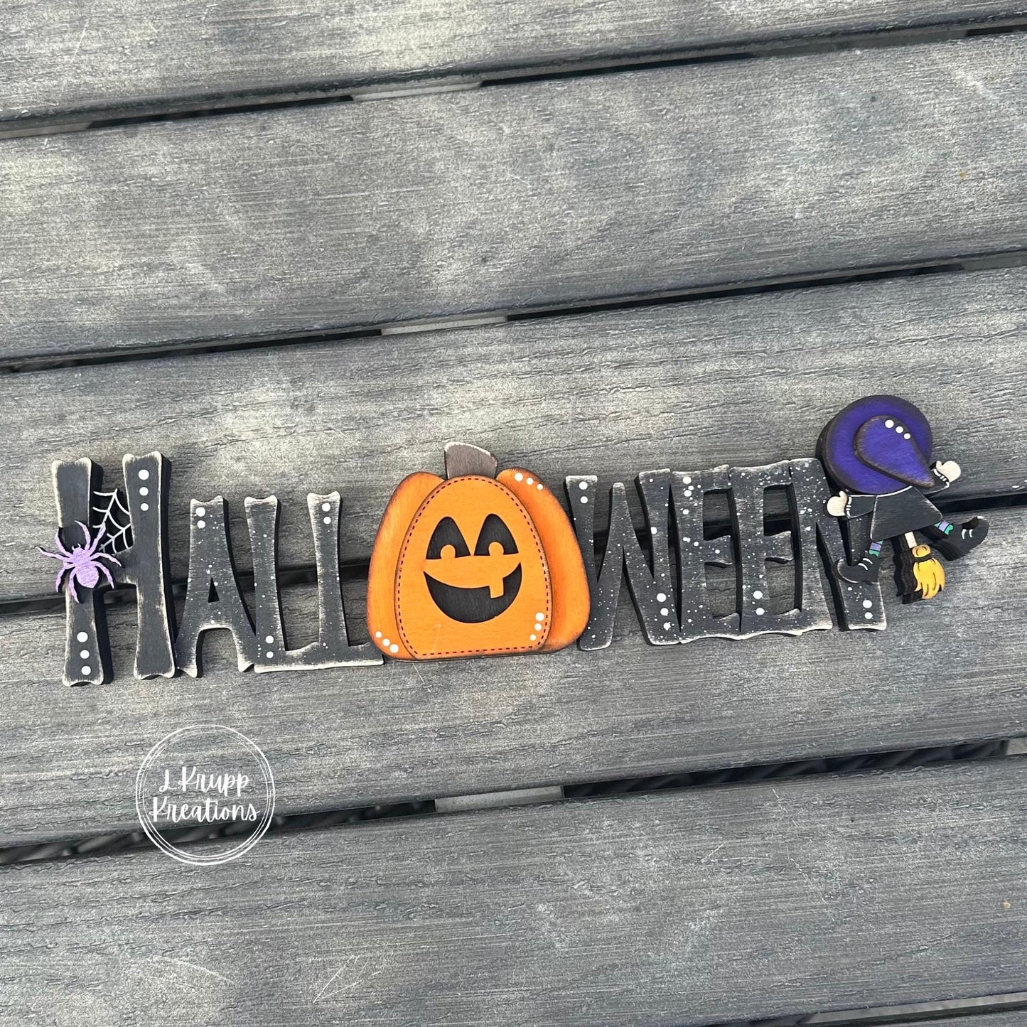 Rustic Halloween Sign: Charming Farmhouse Decor with Pumpkin & Witch