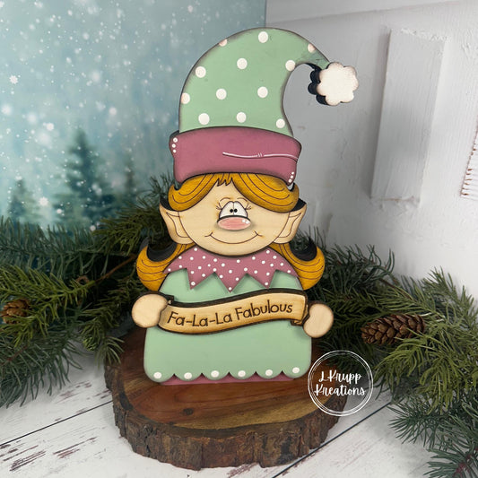 Unique Wooden Christmas Elf  Vintage Inspired Shelf Sitter for Holidays