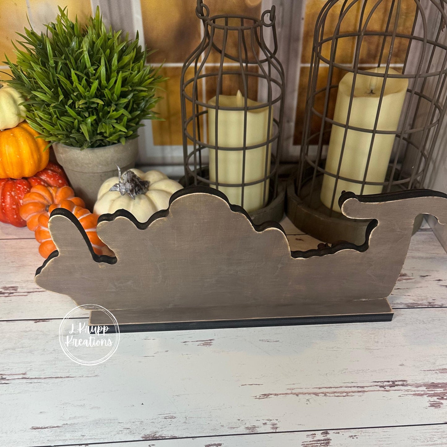 Thankful Thanksgiving Sign Rustic Birch Wood Shelf Sitter with Turkey, Pumpkin & Pilgrim Hat Hand Painted Fall Decor