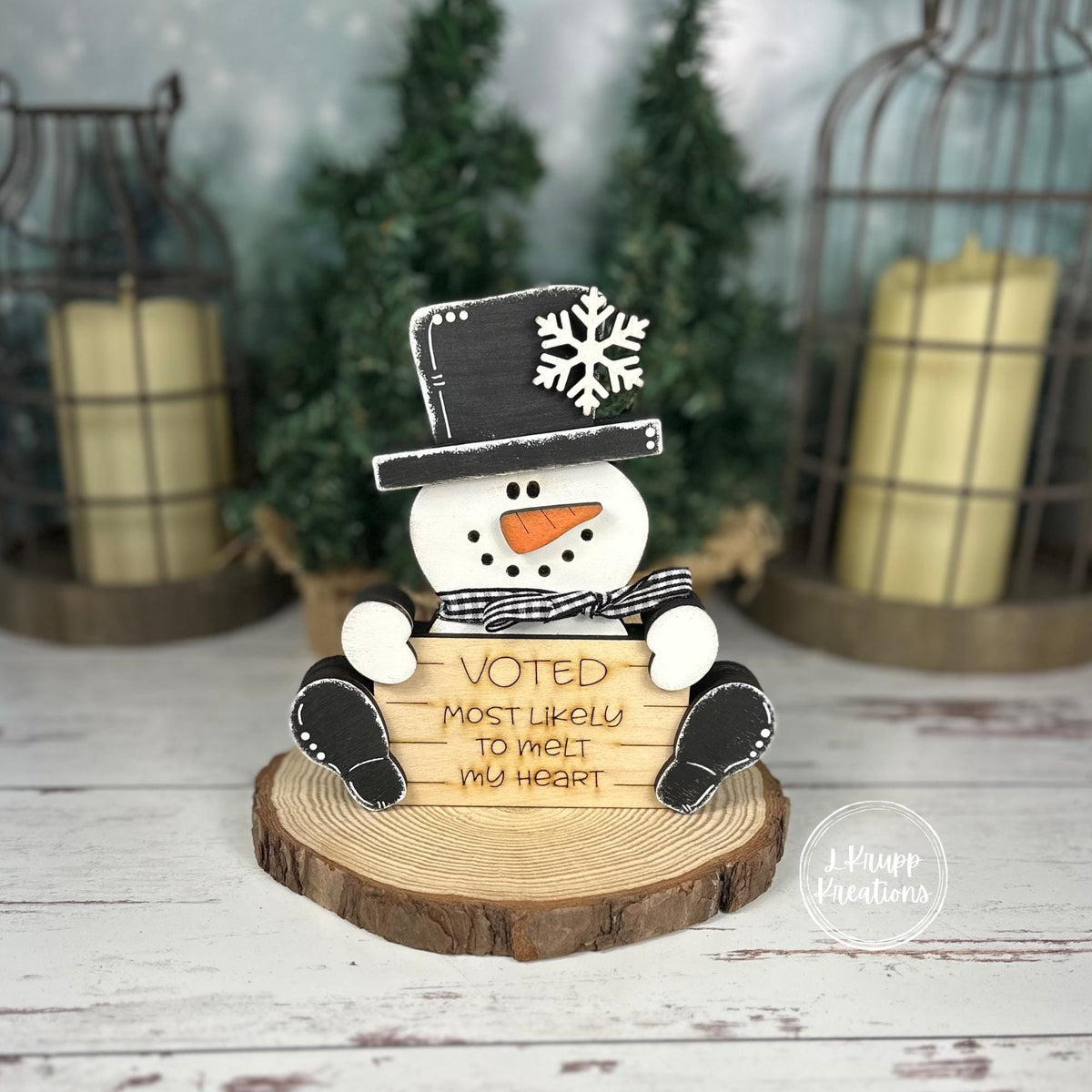 Chunky Wood Snowman: Charming Christmas Shelf Accent