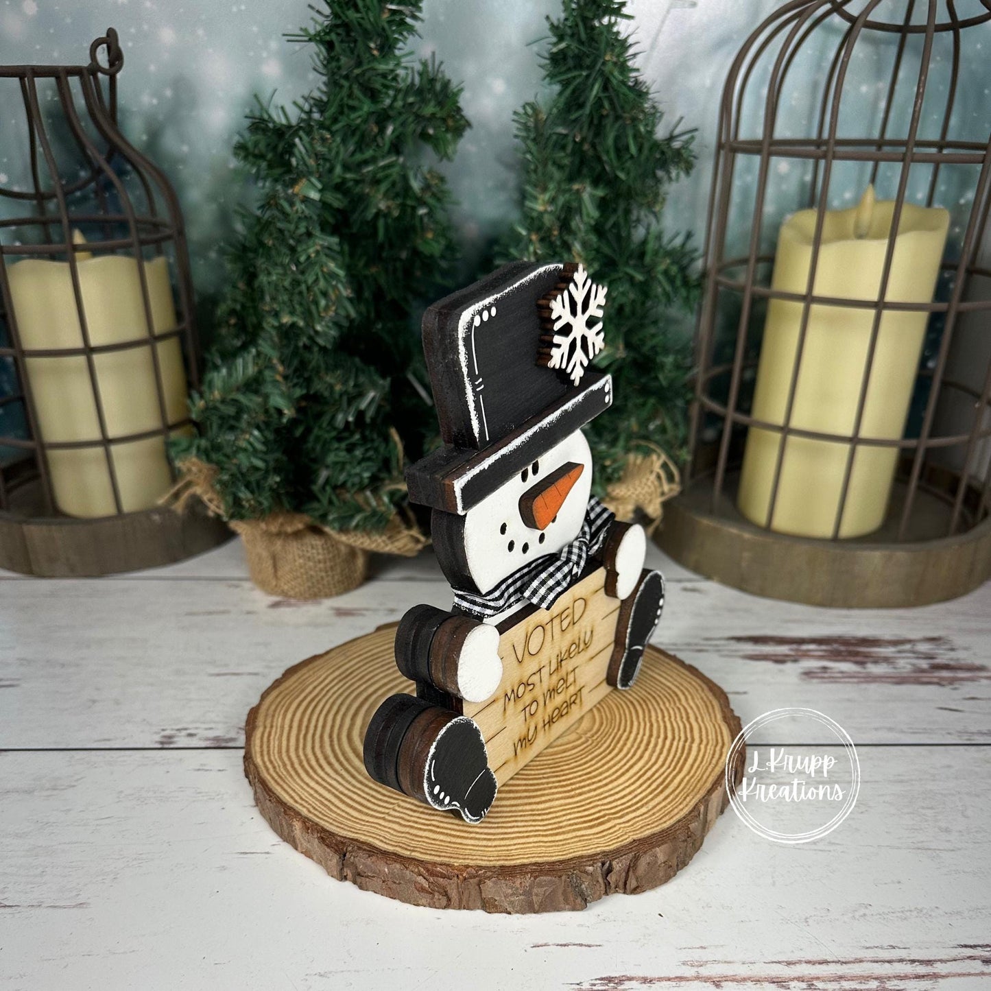 Chunky Wood Snowman: Charming Christmas Shelf Accent