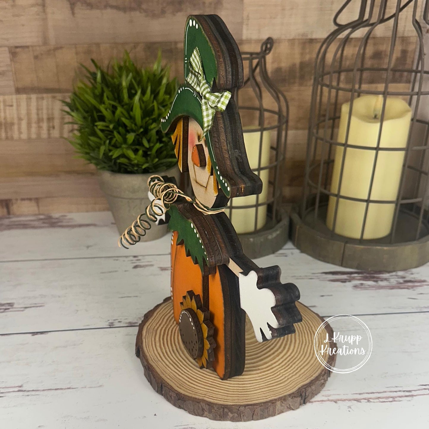 Charming Wooden Scarecrow Shelf Sitter for Fall Farmhouse Vibes