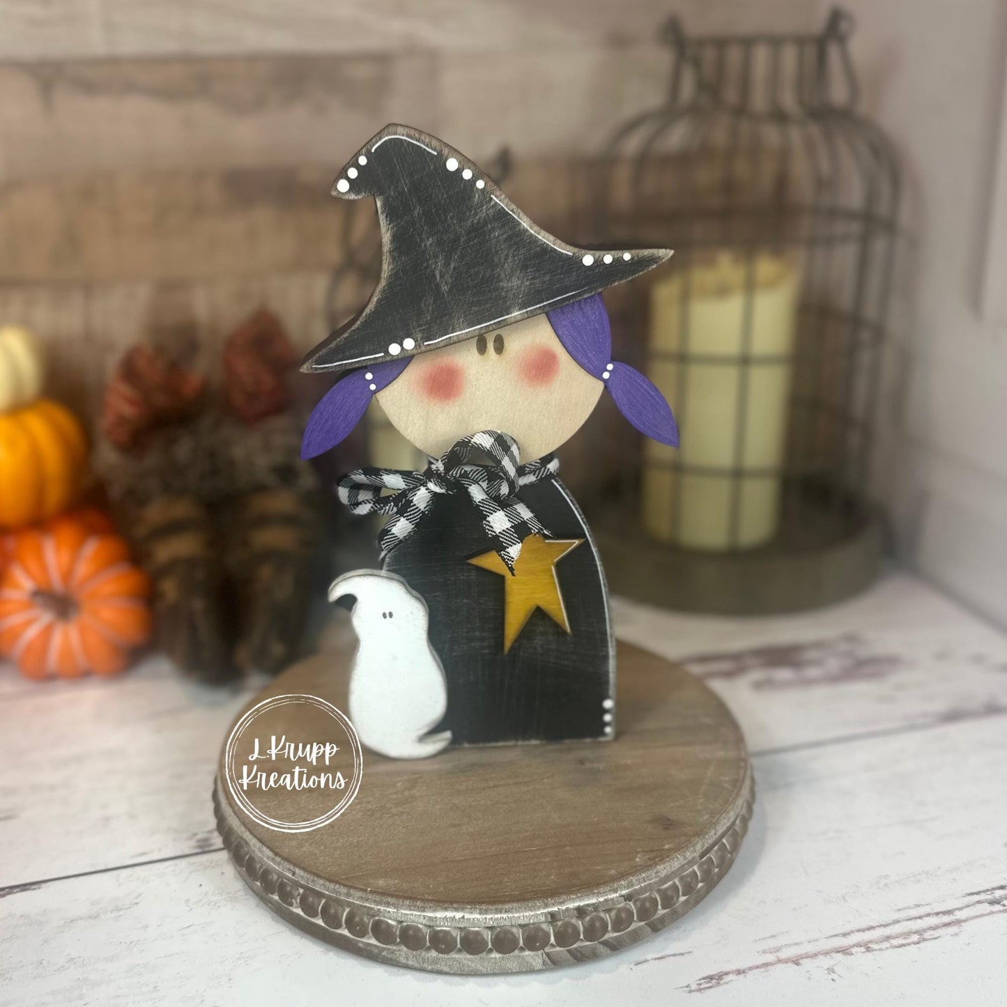 Not-So-Spooky Wood Witch Farmhouse Halloween Décor, Rustic Charm, Primitive Style
