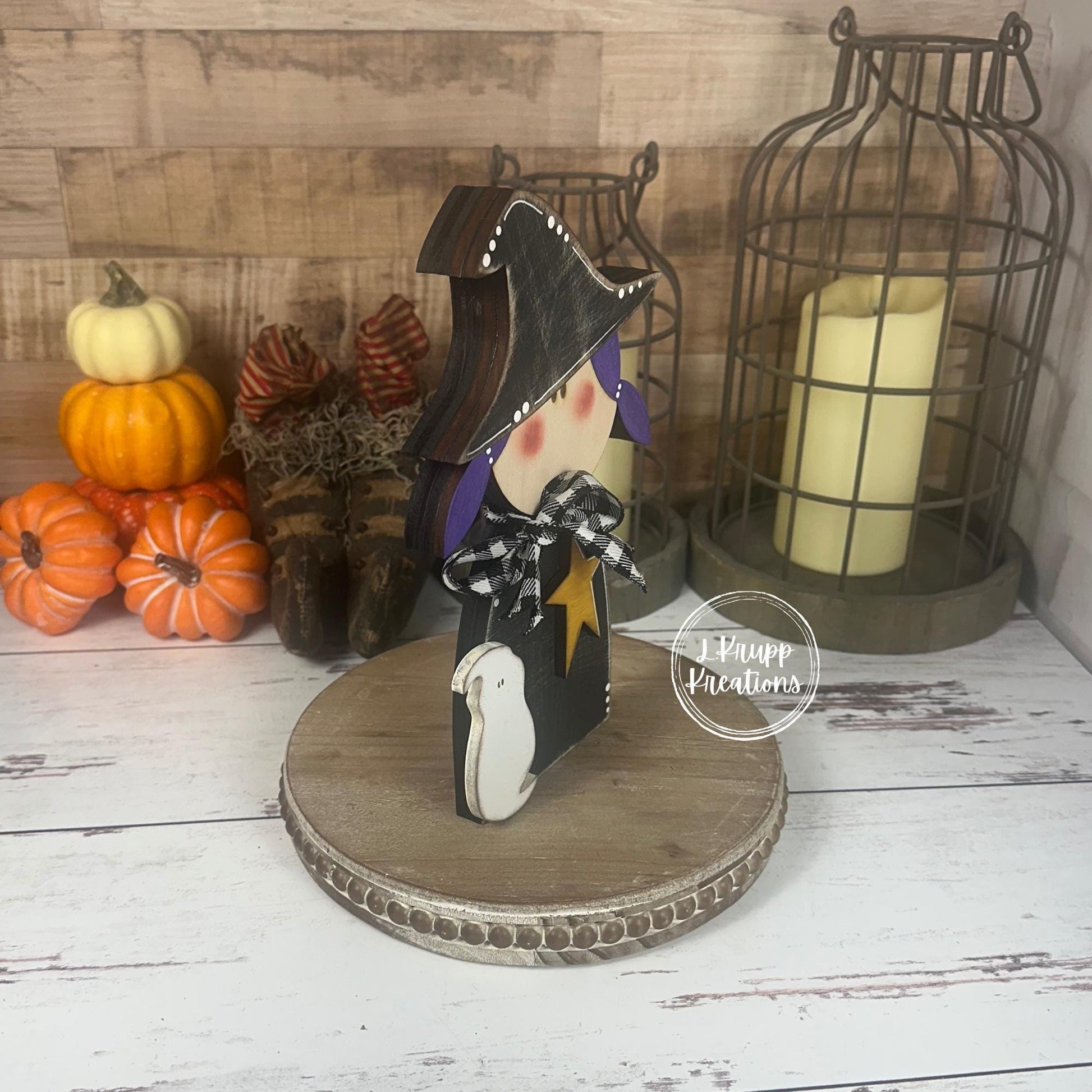 Not-So-Spooky Wood Witch Farmhouse Halloween Décor, Rustic Charm, Primitive Style